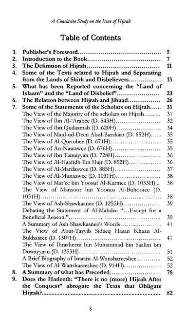 A Conclusive Study on the Issue of Hijrah and Separating from the Polytheists - TOC - 1