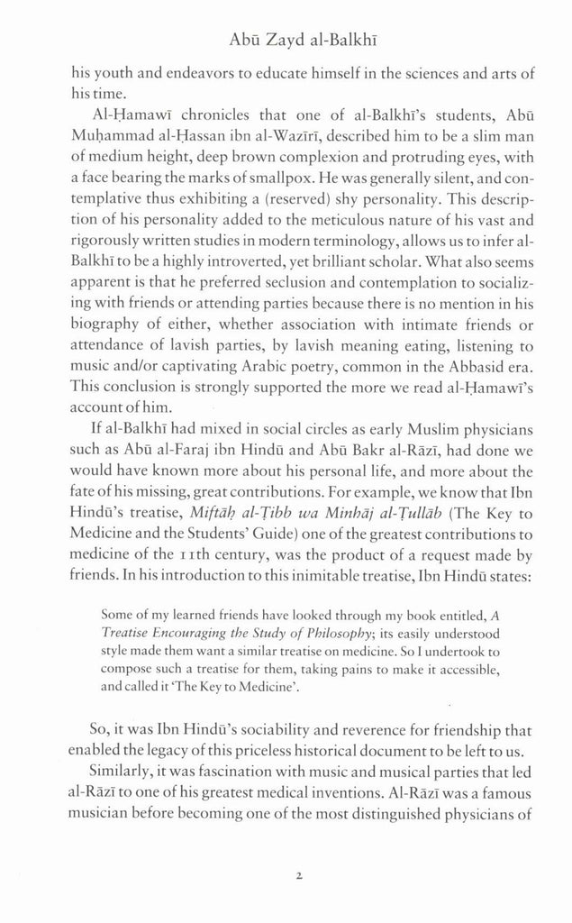 Abu Zayd al-Balkhi’s Sustenance of the Soul - The Cognitive Behavior Therapy of A Ninth Century Physician - Published by International Institute of Islamic Thought - Sample Page - 2