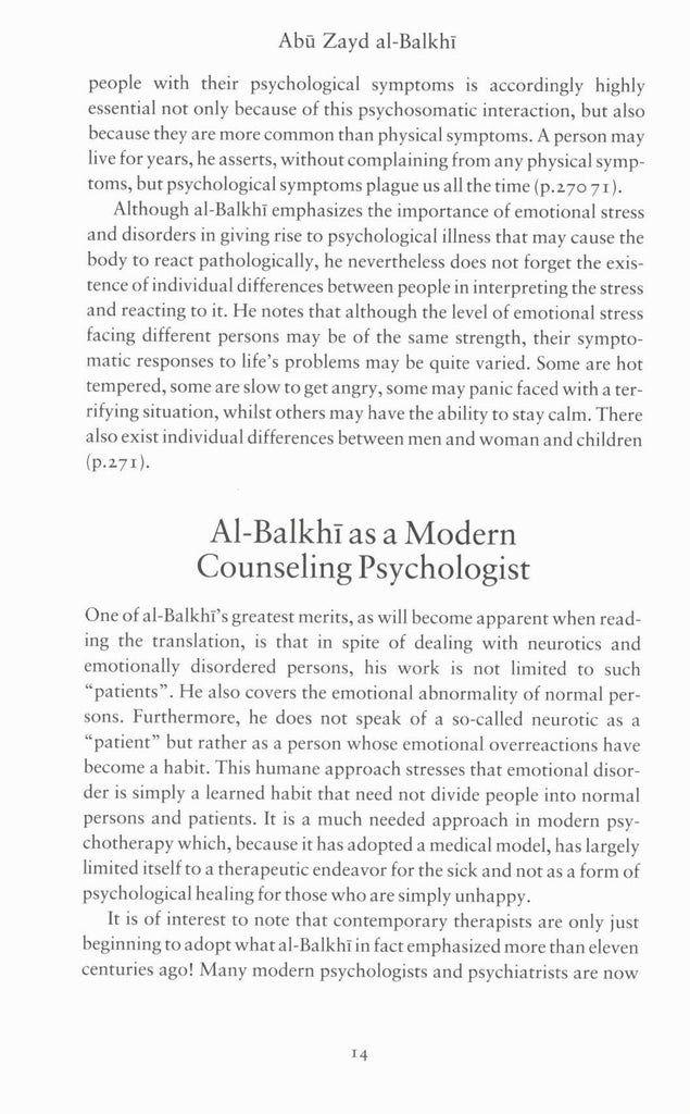 Abu Zayd al-Balkhi’s Sustenance of the Soul - The Cognitive Behavior Therapy of A Ninth Century Physician - Published by International Institute of Islamic Thought - Sample Page - 6