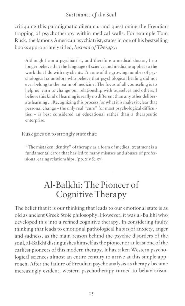 Abu Zayd al-Balkhi’s Sustenance of the Soul - The Cognitive Behavior Therapy of A Ninth Century Physician - Published by International Institute of Islamic Thought - Sample Page - 7