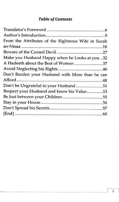 Attributes Of The Righteous Wife - TOC - 1