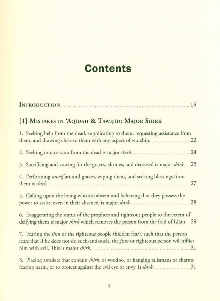 Clarifying Common Mistakes Widespread Among The Muslims - Published by Authentic Statements Publications - toc - 1