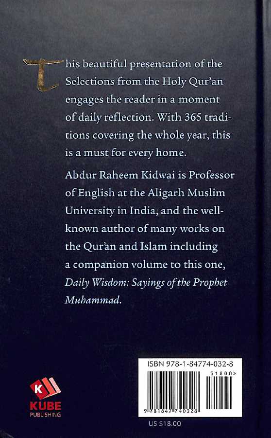 Daily Wisdom Selections From Quran - Published by Kube Publishing - Back Cover