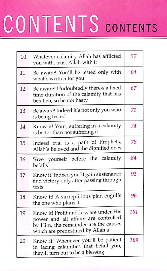 Facing Calamities - 43 Ways Of Facing Trials and Troubles - Published by Baitussalam - TOC - 2
