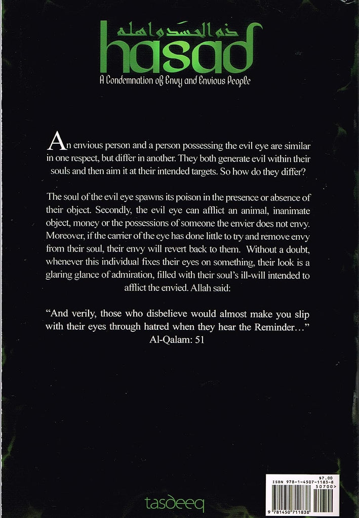 Hasad - A Condemnation Of Envy and Envious People - Published by Tasdeeq Publishers - Back Cover