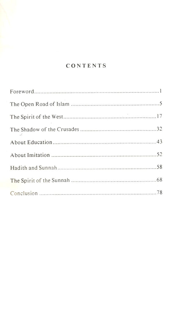 Islam at the Crossroads - Published by Taha Publishers - TOC - 1