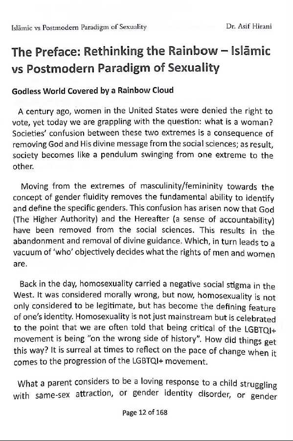 Islamic vs Postmodern Paradigm of sexuality - Rethinking the rainbow - Preface Page - 1