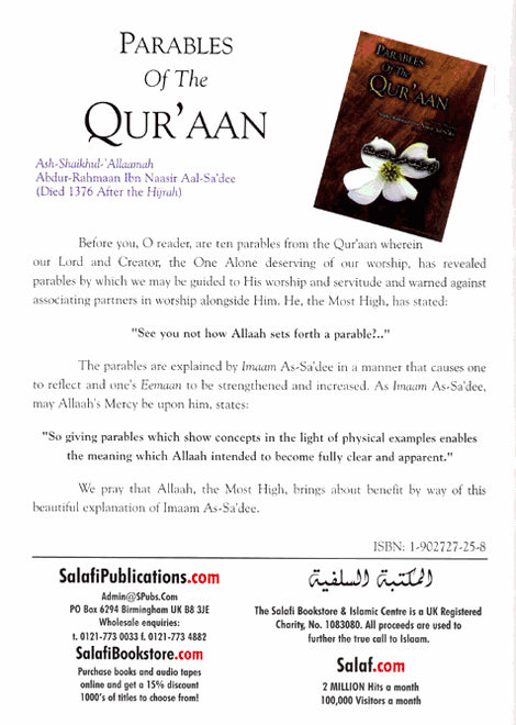 Parables Of The Quran - Published by Salafi Publications - Back Cover