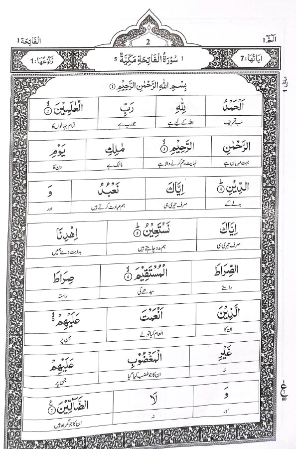 قرآن الكريم لفظی ترجمہ -  پارہ ۱ - ناشر الھدی پبلی کیشنز - Sample Page - 1