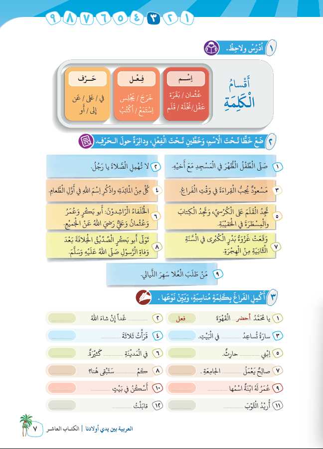 العربية بين يدي اولادنا - كتاب الطالب - الكتاب العاشر - Sample Page - 3