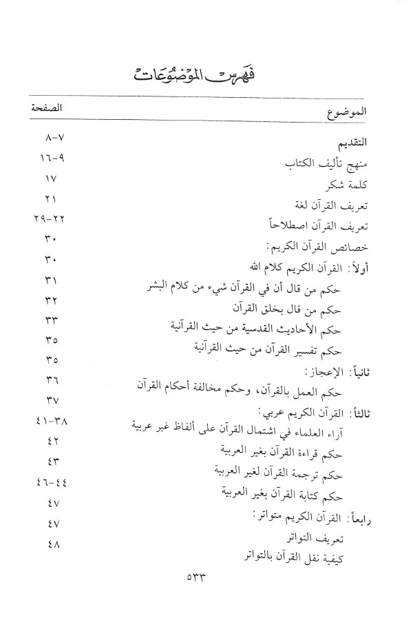 فيض الرحمن في الاحكام الفقهية الخاصة بالقرآن - طبعة دار النفائس للنشر والتوزيع - TOC - 1