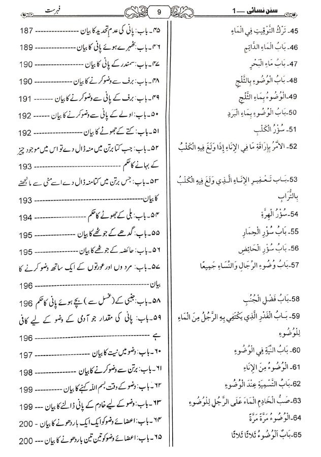 حدیث انسائیکلوپیڈیا اردو سنن نسائی - ناشر مكتبة بیت السلام - TOC - 