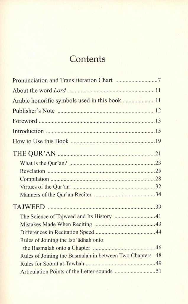 Tajweed Rules for Quranic Recitation - A Beginner’s Guide - Published by International Islamic Publishing House - TOC - 1