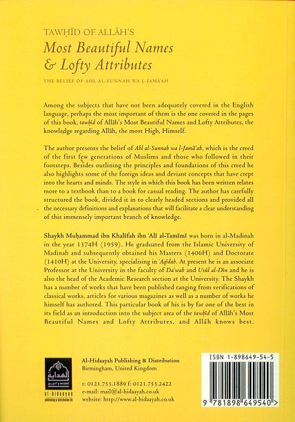 Tawhid Of Allah's Most Beautiful Names & Lofty Attributes - Published by Al-Hidaayah Publishing - Back Cover