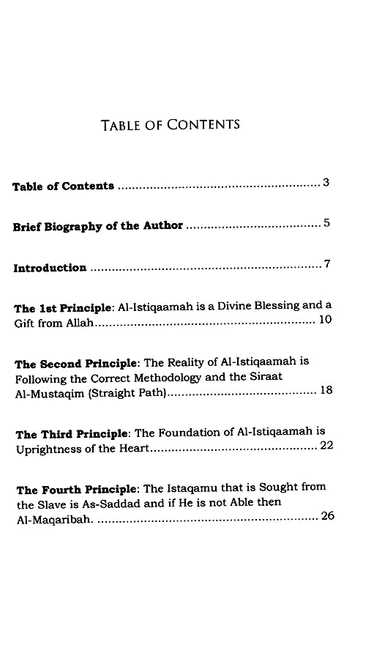 Ten Principles On Al-Istiqaamah - TOC - 1