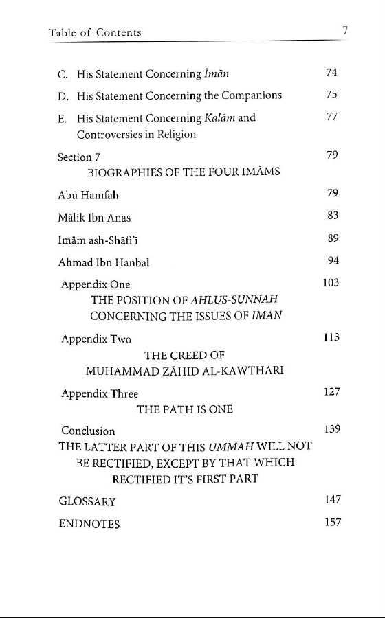 The Creed of the Four Imaams - Published by Dakwah Corner Bookstore - TOC - 2