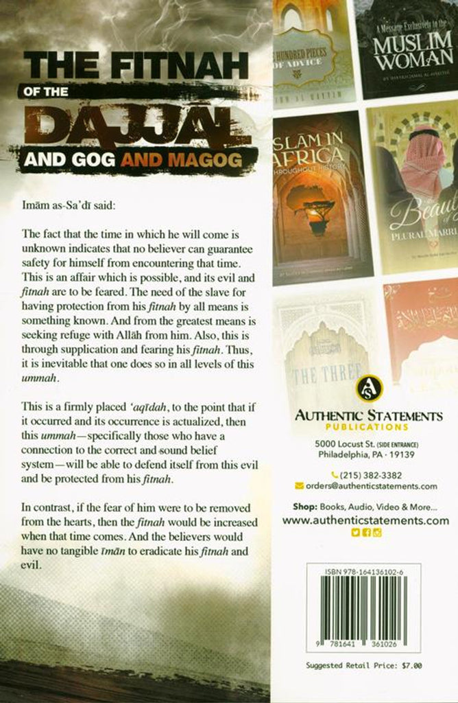 The Fitnah Of The Dajjal and Gog and Magog - Back Cover