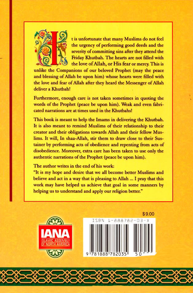 The Friday Prayer - Part 3 - Khutbahs 2 - Published by Islamic Assembly of North American - Back Cover