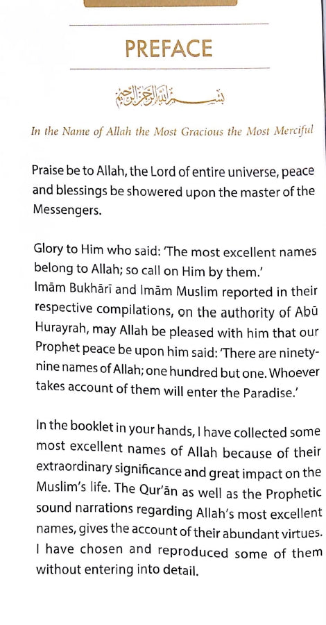 The Most Excellent Names of Allah - Published by Dakwah Corner Bookstore - Preface Page - 1