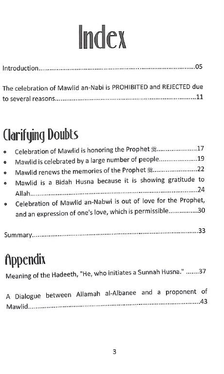 The Ruling Concerning the Celebration of Mawlid an Nabi - toc  1