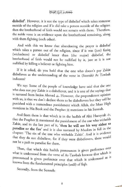 The Ruling On Abandoning The Prayer - Published by 5 Pillars Publishing - Sample Page - 3
