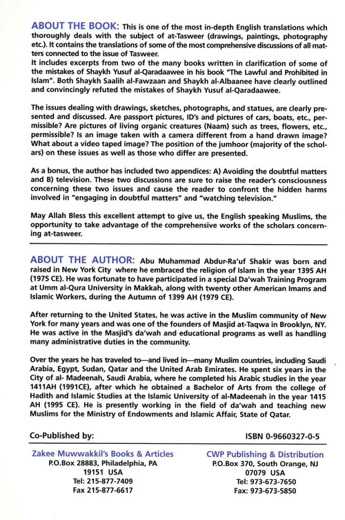 The Islamic Ruling Concerning Tasweer - Back Cover 
