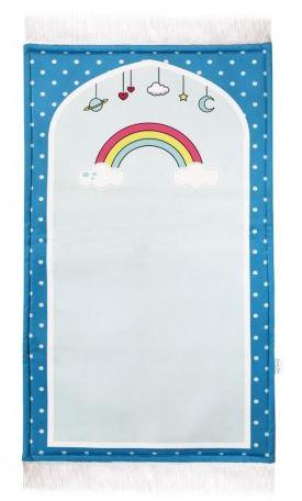 Blue Heavenly Rainbows Prayer Mat - Kids Small Size (18 in × 28 in) - Prayer Mats