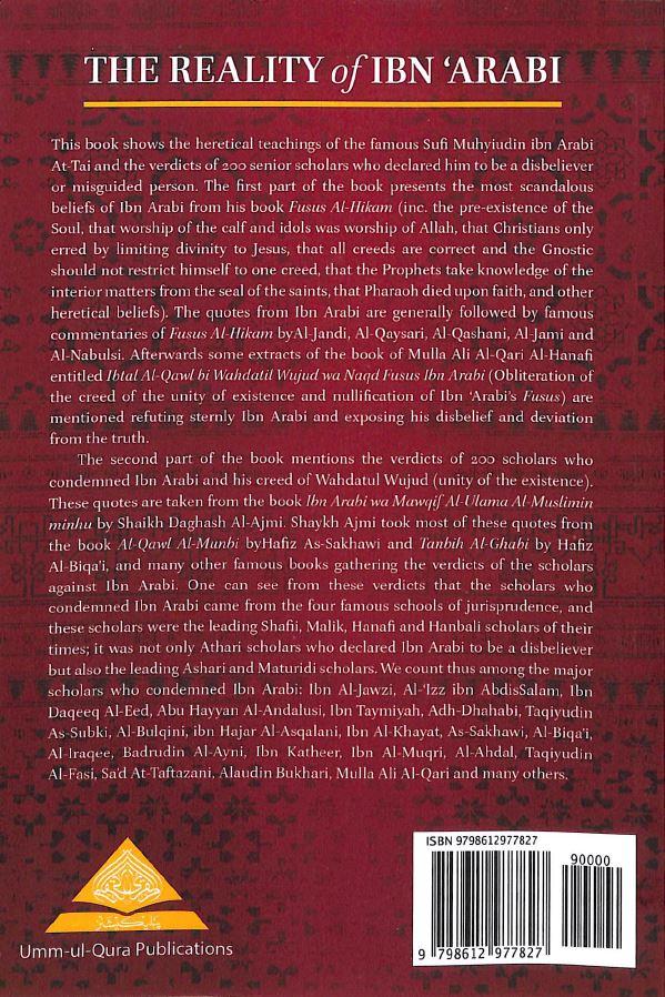 The Reality Of Ibn Arabi - Published by Umm al-Qura Publications - Back Cover